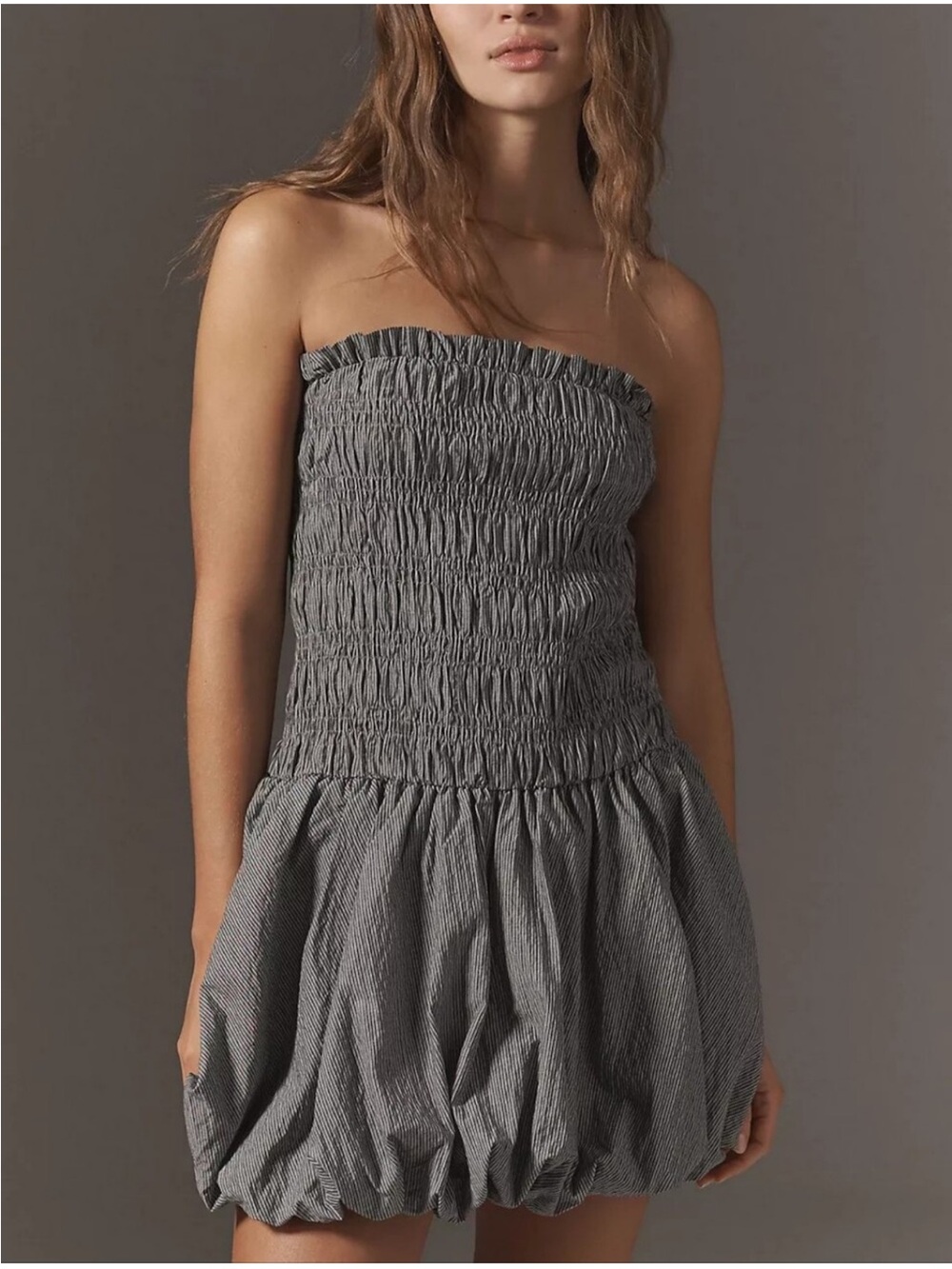 Anthropologie Strapless Smocked Bubble Mini Dress